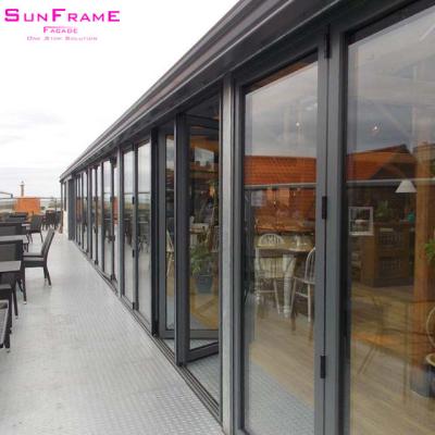 China Modern Bi Folding Aluminum Sound Insulation Door Glass Folding Doors for sale