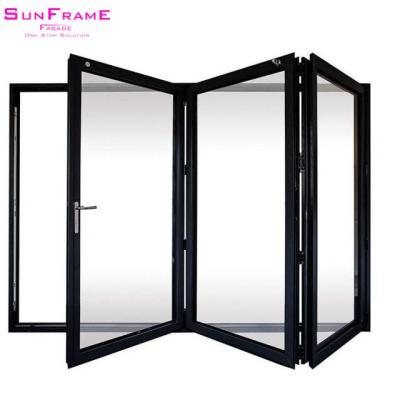 China Modern Soundproof Exterior Bi Sliding Folding Door Folding Glass Door for sale