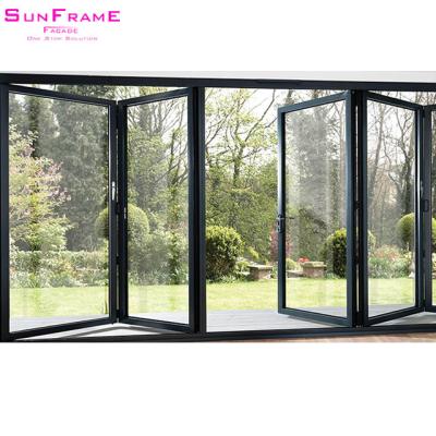 China Modern Double Fold Tempered Glass Patio Glass Doors Modern Sliding Slide Door Design for sale