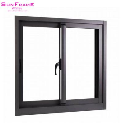 China Magnetic Champagne Color Aluminum Screen Aluminum Frame 3 Tracks Sliding Residential Balcony Glass Doors And Windows for sale