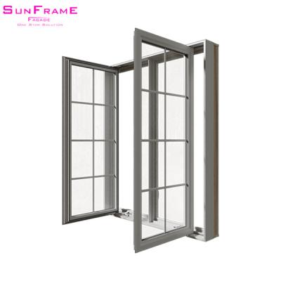 China Modern French Style Window With Grilles And Screen Windows Frames Aluminum Flush Casement Windows for sale