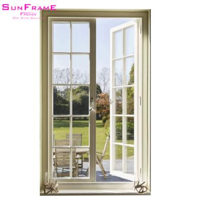 China European Low Price Modern Design Aluminum Stained Glass Grill Window Iron Style Casement Double Windows for sale