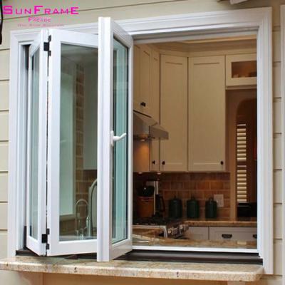 China Magnetic Screen Standard Size Frame Folding Decorative Aluminum Screen Folded Anti-theft Double Pane Triple Fold Window Grill for sale