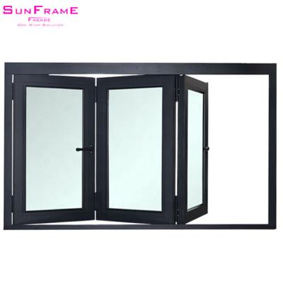 China Screen Magnetic Storm Heavy Duty Vertical Folding Folding Sliding Aluminum Vertical Collapsible Foldable Windows for sale