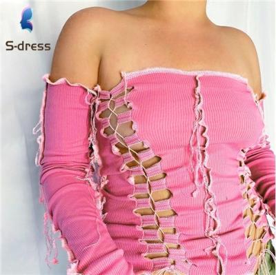 China 2020 Spring Long Sleeves Blouse Sexy Rope Tops Women Fashion ladies' blouses & tops For wholesales for sale