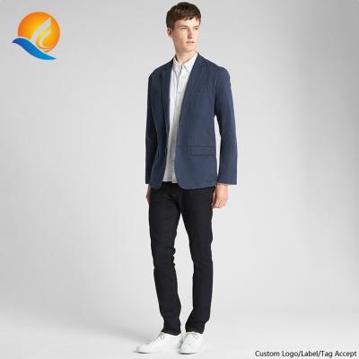 China 2020 Anti-Wrinkle Mens Casual Blue Classic Blazers Long Sleeves With Button Cuffs Cotton Blazer For Men for sale