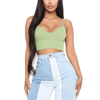 China 2021 Summer Cami Top Women Lady Rayon White QUICK DRY Cropped Camisole Ribbed Crop Tops for sale