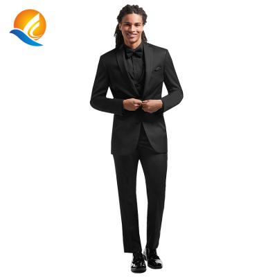 China Anti-wrinkle mens suits black wedding tuxedos coat culottes men office suit italian tuxedo shirts button wool fabric formal suits for men for sale