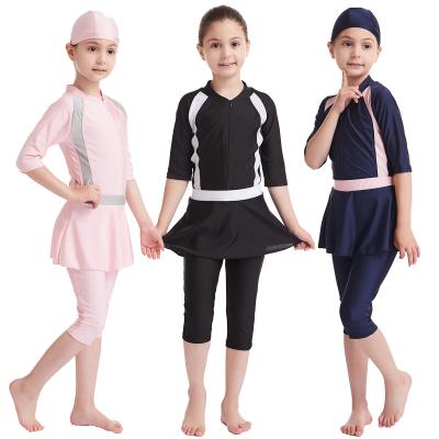 China Breathable Custom Muslim Private Label Kids Cute Kids Girl Swimwear Little Three Piece Beach Wear Child Swimsuit for sale