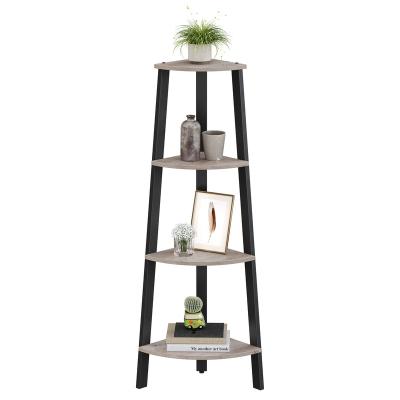 China Vasagle 4 Tiers Vintage Storage Racks Viable & Racks Wooden Ladder Shelf Home Metal Frame Ladder Shelf For Wholesale for sale