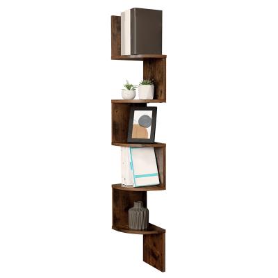 China Vasagle LBC72BX Modern Book Shelves LBC72BX Corner Design Adjustable Creative S Shaped Wall Mounted Wooden Bookcase Shelf for sale