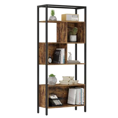 China Vasagle LBC028B01 Industrial Living Room Bookcase Wooden Book Shelves Organizer With Metal Frame For Sale for sale