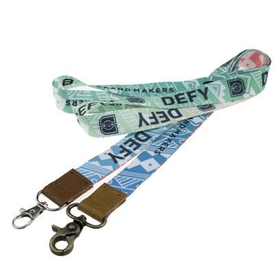 China Custom Announcement Display OEM Neck Lanyard Strap Premium Quality with Metal Clasp and Genuine Leather for sale