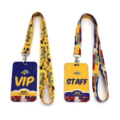 China Fashionable Custom Fashionable Sleeve Protector Card Cartoon Personality Name ID Card Badge Holder Wholesale With Ribbon Lanyard for sale