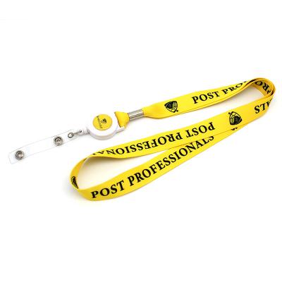 China Promotional Custom Multi Color Polyester Woven ID Retractable Card Lanyard Easy Pull Buckle Lanyard Gift for sale