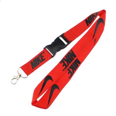 China Durable Polyester White Printed Security Loose Lanyard With Plastic Buckle Red Cheapest Goods Wholesale Customized Promotional Gift for sale