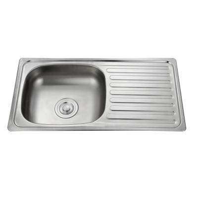 China With Faucet LS-7540B1 Single Bowl With Single Dish Drainer Cheap 304 Stainless Steel Kitchen Sinks zu verkaufen