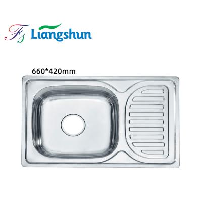 China With Faucet Machine Pressing Kitchen Sink SUS304 /201 Stainless Steel Material Single Bowl Sink for sale