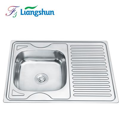 China K-8060 single bowl undermount faucet with drainer kichen stainless steel single bowl kitchen sink for sale