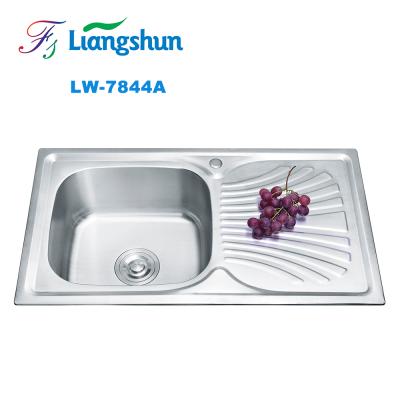 China Without Fancy Kitchen Sink Made Of Faucet LW-7844A Foshan Single Bowl Sink With Drainer for sale