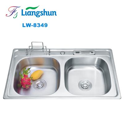 China LW-8349 Custom 304 Stainless Steel Kitchen Sinks Double Bowl And Single Bowl Sink for sale