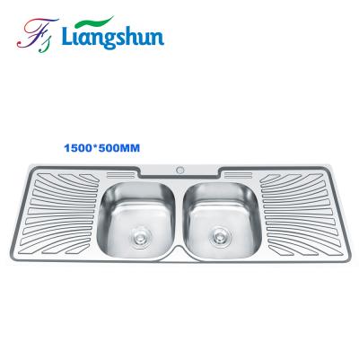 China Without Faucet K-15050 Farmhouse Kitchen Sink Double Bowl Drainer Sink à venda