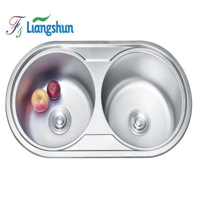 Chine Without Faucet LW-823A Round Punch Bowl Kitchen Sinks Stainless Steel Double Bowl à vendre