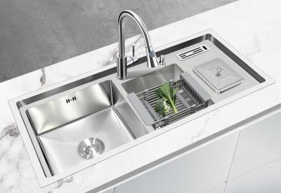 Cina Without Faucet Factory Supply Sinki Lembangan Berganda Kitchen Appliances Drop Down Bowl Handmade Kitchen Sink 304 Retail With Wholesale Price in vendita