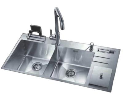 中国 Without Faucet LW-12050HM Handmade 304 Stainless Steel Kitchen Sinks Above Counter Bin Knife Holder Sink 販売のため