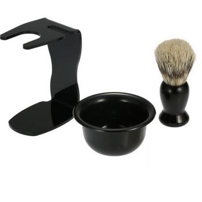 China 3 In 1 Mens Shaving Brush Razor Holder Stand Soap Set Set SAS001 for sale