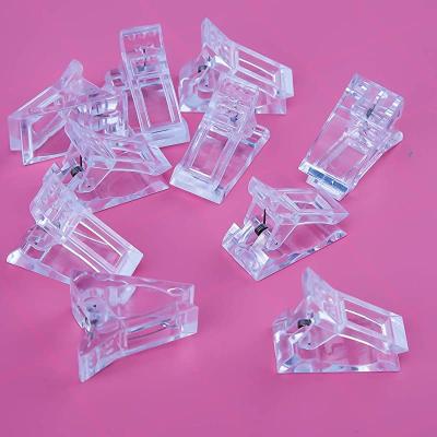 China Yes 10 PCS Clear Gel Finger Nail Extension Builder Clamps Manicure Nail Quick Building UV Plastic Art UV Builder Nail Gel Tips Clips for sale