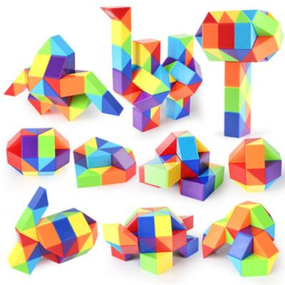 China Educational Toys 24/48/60/72 Block Stir Cube Anti-stress Toys Magic Rules Twist Puzzle Magic Cube Snake Ruler Mover Toys For Kid for sale