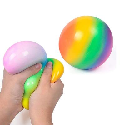 China Educational Toys 2021 Children Toys Rainbow Flour Ball Elastic Decompression Ball To Relieve Stress Unzip Toy Squishy Ball for sale