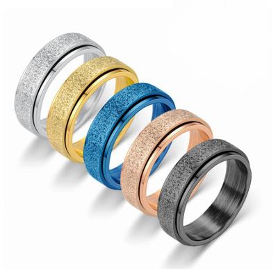 China Fashion 5 Colors Stainless Steel Available Creative Frosted Rotating Rings 6MM Shape Couples Stainless Steel Ring Other Toys and Hobbies for sale