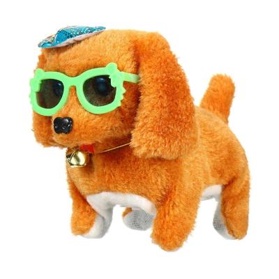 China Entertainment Toys Electronic Plush Toy Walking Barking Dog Puppy Anime Latest Animal Pet Stuffed Toy With Colorful Glasses For Kids for sale