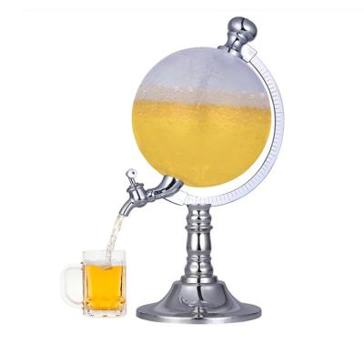 China Entertainment Toys 1.5 Liter Globe Shape Wine Beer Drinking Wine Dispenser Beer Tower Tabletop Dispenser With Ice Tube for sale