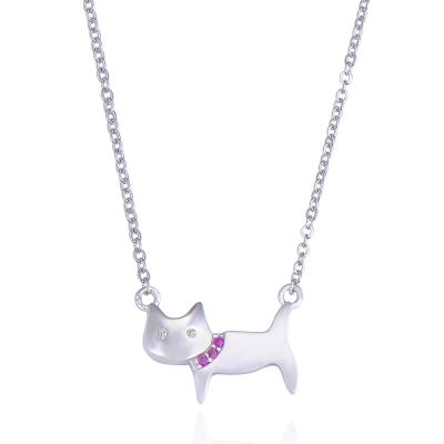 China Simple micro-inlaid pendant chain of cat S925 zircon cat clavicle set casual/sporty silver female Korean version of necklace for sale