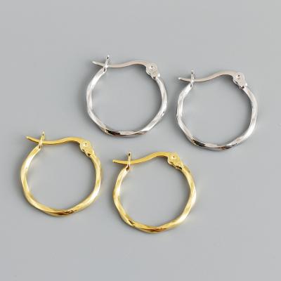 China TRENDY European Gold Twisted Circle Hoop Earrings 18MM Jewelry 18k Fashion 925 Earrings Women's Silver for sale