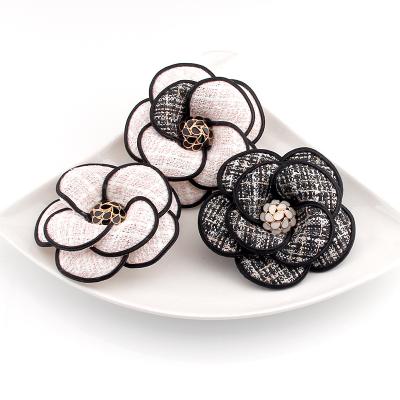 China alloy & Fabric Camellia Flowers Custom Inspired Brooches by fabric cc brooch for sale