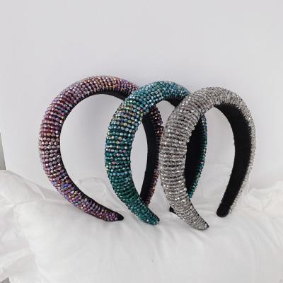 China 2021 Bling Rhinestone Headband Designer Rhinestone Head Bands Party Hair Accessories Faux Diamond Headband for sale