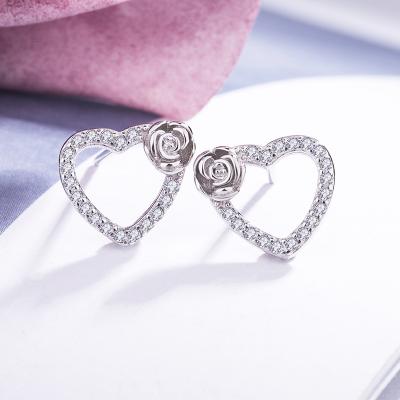 China 2021 New Trendy Cheap Fashion Crystal Rose Necklace Earrings S925 Sterling Silver Women Jewelry Sets Hot Selling for sale