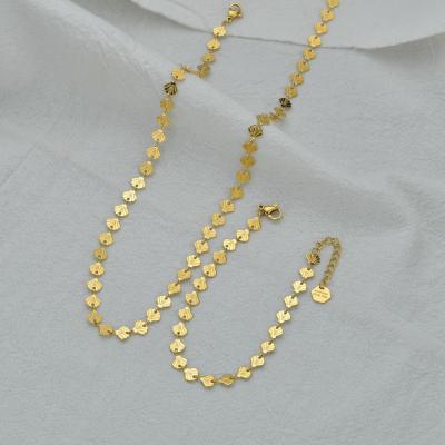 China TRENDY Fashion SS Gold Plated Stainless Steel Jewelry Shell Necklace And Bracelet Set For Women for sale