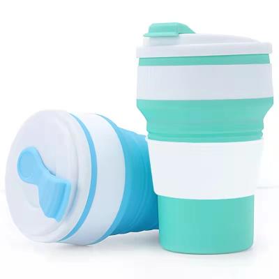 China Sippy Logo Folding Sippy Silicone Drinking Cup Baby Portable Outdoor Custom Snack Silicone Travel Water Cup Stacking Tea Coffee Mugs for sale