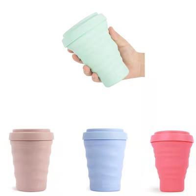 China Viable Silicone Coffee Cup Collapsible Cup With Lid Silicone Cup Foldable Collapsible Silicone Travel Collapsible Mug for sale