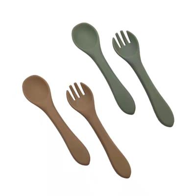 China OEM ODM New Design Disposable Baby Spoon and Fork Set Self Feeding Baby Food Training Spoon Wholesale for sale