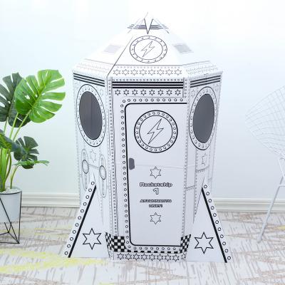 China DIY Rocket Cardboard Playhouse, Rocket Playhouse, Drawing Painting Playhouse for sale