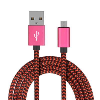 China Injection molding for durable and abrasion resistant 1m length 2.1A current cotton braided aluminum alloy micro usb cable for sale