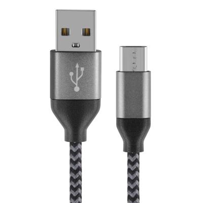 China Injection Molding For Durable And Abrasion Resistant Black Color 1m Length 2.1A Current Cotton Braided Aluminum Alloy Cable Micro USB for sale