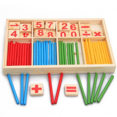 China Educational Maths Toy Wooden Number Cards Educational and Counting Game Calculator Toy Kids Mathematics Counting Stick from Box of Rods for sale