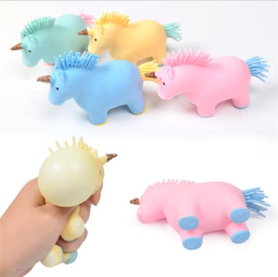 China Latest Style Kids Unicorn Animal Shaped Flour Vent Ball Tpr Squeeze Eco-friendly Material Toys for sale